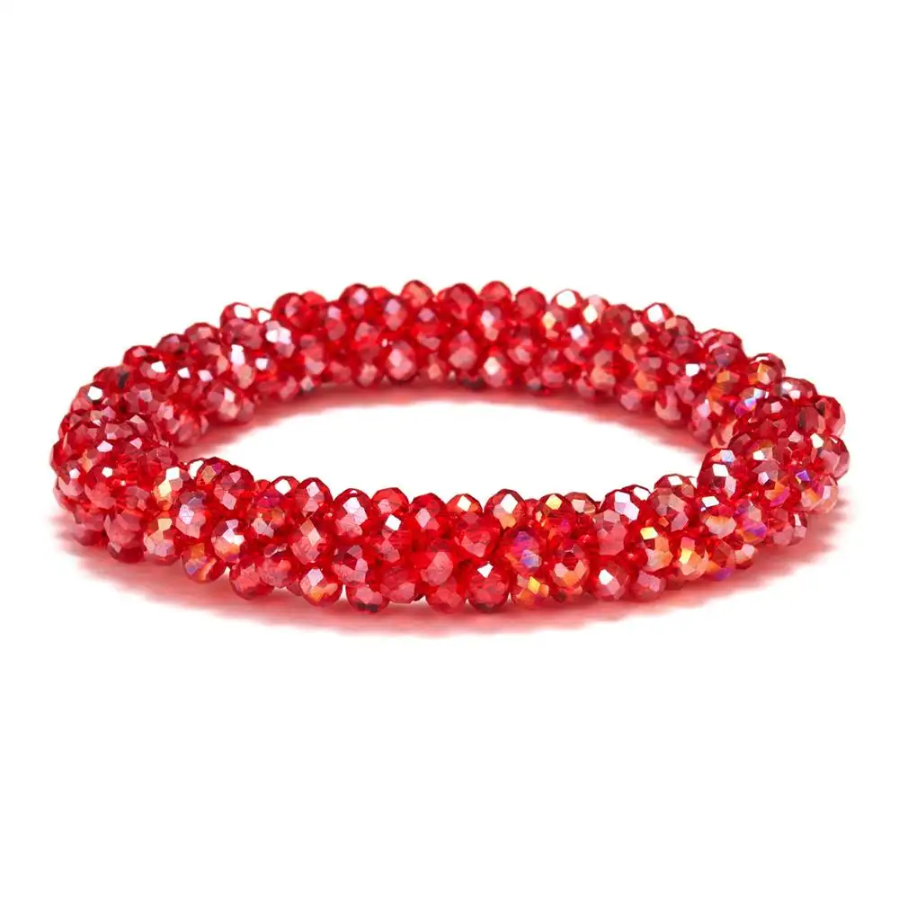 fashion gift summer multicolor crystal beads Crochet stretch bracelet jewelry for women