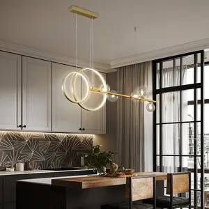 Lampu plafon Nordik, desainer mewah perlengkapan ruang makan kaca akrilik LED Modern lampu liontin