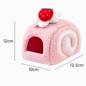 เตียงนอนสัตว์เลี้ยงรูปโรลสวิสแบบนุ่มสำหรับหนูแฮมสเตอร์และสัตว์ขนาดเล็ก บ้านหลบภัยแสนอบอุ่นธีมขนมหวานน่ารัก พร้อมซับในขนแกะนุ่ม - Product Image 2