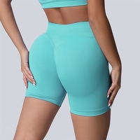 Celana Yoga High Waist Seamless Eropa dan Amerika, Celana Fitness Wanita Penyangga Perut, Pakaian Luar Lari, Bahan Spandex/Nylon, Sudah Dicuci