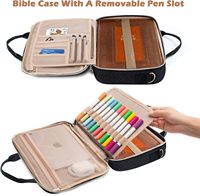Funda Grande para Biblia con Correa para el Hombro, Bolsa de Transporte para Libros, Bolsa de Iglesia, Protectora para Biblia, con Ranuras para Bolígrafos y Bolsillo con Cremallera, Regalo para Mujeres