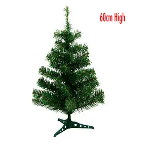 Indoor or Outdoor 60cm High 50 Tips Artificial PVC Plastic PVC Wire Frame Mini Green Tinsel Christmas Tree