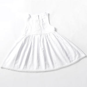 Nouvelle robe en dentelle à trois pièces pour fille, couleur unie, coton et lin, robe de princesse pour enfant, en stock - Product Image 3