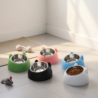 Bol pour chat surélevé léger et portable anti-vomissement, ergonomique, rond, pour nourriture et eau, durable pour les chats d'intérieur et les petits chiens