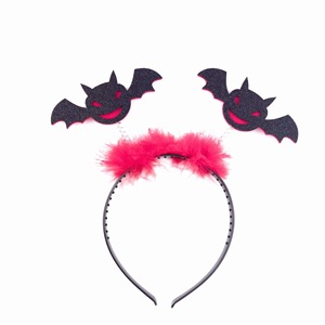 Chauve-souris horreur fantôme antennes Halloween bandeau avec plume Fluufy fantaisie <span class=keywords><strong>tête</strong></span> pièce pour Halloween fête carnaval - Product Image 2