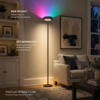 Lámpara de Pie LED Inteligente con Control por Aplicación, Control Remoto, Temperatura de Color Ajustable con Temporizador para Lectura en Interiores y Uso Doméstico