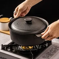 WEIYE 2.5 litre aile kullanımı buzlu siyah çorba tenceresi anti-scratch yalıtımlı güveç çanak çömlek seramik pişirme tencere
