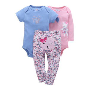 Venta al por Mayor de Conjuntos de 3 Piezas de Algodón Orgánico para Bebés, Varios Estilos Unisex, Rompers de Punto para Niños y Niñas - Product Image 3