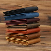 Kapasitas besar kustom Logo kulit sapi asli ramping tempat kartu kredit dompet tas Case Crazy Horse kulit tempat kartu