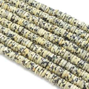 Perles de jaspe dalmatien facettées, blanc/noir, brin de 8 pouces, 6-7 mm environ, certifiées par un tiers, marque PMEGEMSBEADS, bijoux - Product Image 1