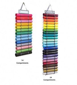 Roll Holder With 60 Compartments and Keeper With Door <b>Hooks</b> and Strap Clear Vinyl Organizer Holder Wall Mount for Home Craft - Product Image 5