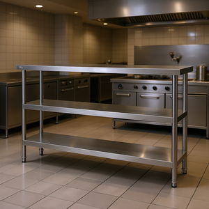 Mesa de Preparación de Alimentos Vevor de Acero Inoxidable, 14 x 60 x 34 Pulgadas, Tres Niveles, Resistente, para Cocina Comercial, Acabado Pulido, Capacidad de Carga de 1000 kg - Product Image 2