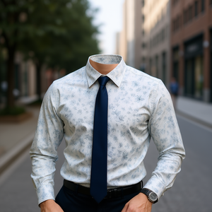 Chemise habillée en coton à motif floral pour homme Carlo Corinto, coupe ajustée, col carré, manches longues, taille 6XL, approvisionnement ODM - Product Image 2