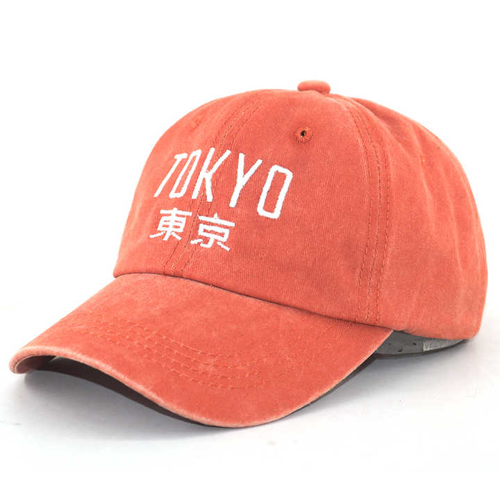 Custom Japanese Tokyo Embroidery Baseball Cap - Cotton Washed Dad