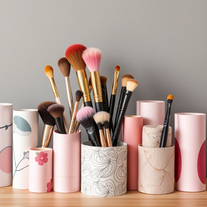 Emballage en papier kraft personnalisé, écologique, recyclable et biodégradable, pour pinceaux de maquillage estampés à l'encre, tube en forme de haricot, cylindre - Product Image 6