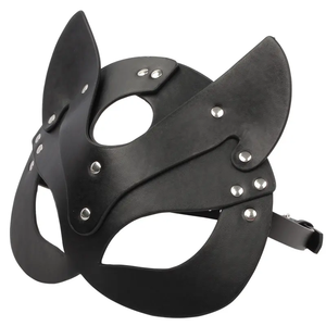 Máscara de cabeza fetiche BDSM Bondage ataduras remache PU <span class=keywords><strong>collar</strong></span> cuero gato máscara de Halloween adulto <span class=keywords><strong>Sexy</strong></span> SM juegos - Product Image 3