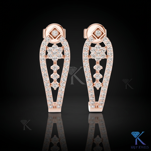 ต่างหูเพชรทรงกลมแบบเปิดครึ่งวงกลม ฝังเพชรแบบปาเว่ ทองคำแท้ 14K/18K  งานฝังเพชรแบบ CVD HPHT เพชรเพาะเลี้ยงในห้องปฏิบัติการ  เครื่องประดับหรูหราสำหรับงานแต่งงานสำหรับผู้หญิง - Product Image 2