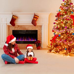 <span class=keywords><strong>Chimenea</strong></span> eléctrica moderna montada en la pared de 43 pulgadas, 12 LED, cambio de colores de llama, Control remoto, enchufe AU/US, 1500W para calentador de sala de estar - Product Image 4