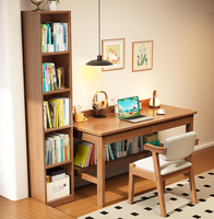 Bureau d'étude en bois massif avec étagère et tiroirs, table d'ordinateur pour bureau à domicile, vente en gros pour chambre et appartement