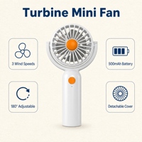 Mini ventilateur portatif avec couvercle en maille détachable, angle réglable, rechargeable, 500mAh, USB, léger, de poche, portable, pour l'extérieur, 6 couleurs