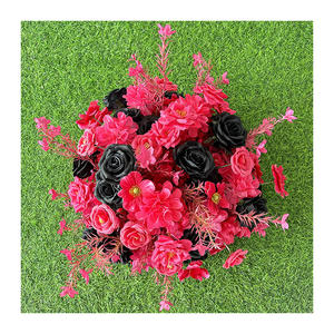 Romantic Pink Black <b>Rose</b> Red Mixed Artificial Flower Ball Handmade Arrangement Centerpiece For Wedding Valentine'S Day - Product Image 6