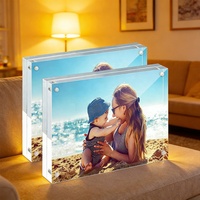 Cadre photo magnétique en acrylique imprimé UV fait main de luxe avec logo personnalisé pour mariage, anniversaire, maison, bureau, bureau à domicile