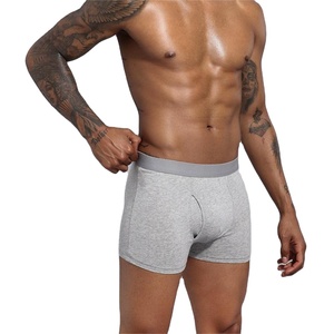 Wholesale Custom 100% Cotton <strong>Men's</strong> Mid-Rise Stretch Boxer <strong>Briefs</strong> Solid Color Athletic Breathable Knitted Underwear Comfortable - Product Image 1