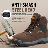 Chaussures de sécurité pour hommes, bottes de travail imperméables anti-écrasement à embout en acier, fabriquées en cuir nubuck de première qualité, résistantes à l'usure