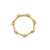 Bague en bambou plaqué cuivre 18 carats, bague en or scintillante avec zircon, bijoux pour femmes, vente en gros