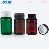 Bouteille en plastique de qualité médicale HOPECK 50/200 ml, couleur personnalisée, impression sérigraphique, bouteille vide pour le stockage de pilules et de médicaments liquides