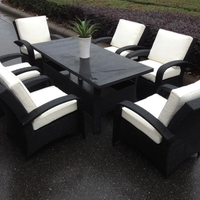 Ensemble de salle à manger d'extérieur 7 pièces de style moderne et bon marché pour jardin, patio mobilier d'extérieur, ensemble de table à manger