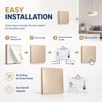 Interrupteur mural sans fil RF433 Intellect Self Power Switch, étanche, auto-alimenté, double pôle, 1 gang, 1 voie, avec indice de protection IP44