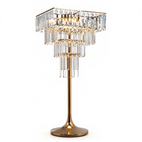 Lampe Vase Carré en Verre Acrylique et Fer, Style Européen Luxe Léger, Télécommandée, pour Centre de Table de Mariage et Banquet
