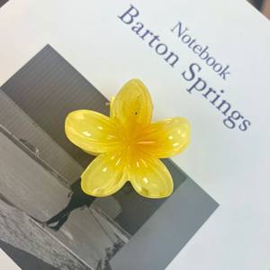 Pince à cheveux fleurie avec peigne, motif Plumeria, en plastique et titane, couleur dégradée, imprimé vintage, durable, haute qualité, pour usage quotidien - Product Image 2