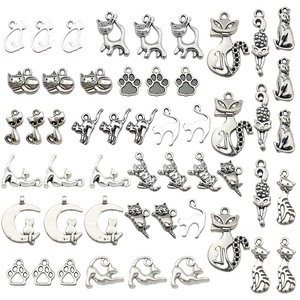 Antique <b>Silver</b> Alloy Cat <b>Charms</b> Pendants For DIY Jewelry Making <b>Bracelet</b> Necklace Accessories Unisex Everyday Wear - Product Image 5
