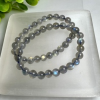 Pulsera de Piedra Lunar Gris de Alta Calidad al por Mayor, Cuentas Redondas de Labradorita de 4/6/8mm con Gran Brillo para Joyería Femenina