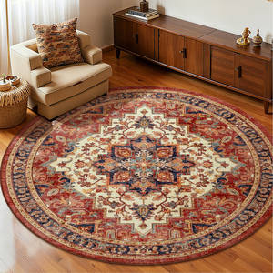 Alfombra redonda con diseño de medallón, fibra de poliéster, estilo vintage rojo, decoración del hogar, dormitorio, sala de estar, alfombra para el suelo, 60 pulgadas de diámetro - Product Image 2