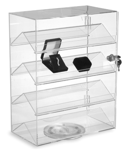 Acrylic D&amp;D Factory <strong>Custom</strong> Small <strong>Countertop</strong> <strong>Display</strong> Case W/ 4 Double-Sided Shelves, Locking Door &amp; Rotating Base - Product Image 1