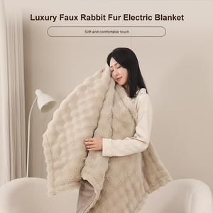 Topverkochte unieke design woningtextiel manta bubble faux fur deken luxe flanellen plaid faux konijnenbont beddengoedset - Product Image 4