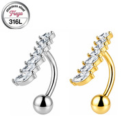 Freya Bauchnabelpiercings aus massivem 316L Edelstahl mit hängender Kette, gebogener Barbell und schwebenden Bauchnabelringen – Piercingschmuck für Damen