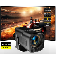 Projecteur portable DLP LCD HY320 Pro 720P Android 12, 300 ANSI, WiFi6, BT5.0, 1280x720, LED, utilisation en extérieur, contraste 1000:1