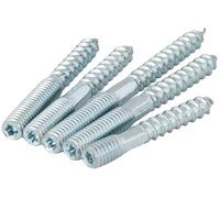 Vis à double extrémité à tête plate métrique pour bois, boulon à suspendre M4-M10 en acier au carbone galvanisé, classe 10.9/12.9, filetage standard