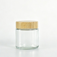 Pot en verre rond à large ouverture et parois droites de 120 ml (4 oz) pour cosmétiques, crèmes et beurres corporels, avec couvercle en bambou et à vis – Vente chaude