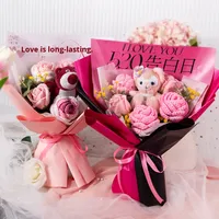 Cadeau pour petite amie, bouquet de roses en peluche, savon tricoté à la main, fleur artificielle, style mixte, pour fête, 30