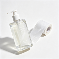 Etiquetas para Botellas de Gel de Ducha Haoxuan OEM, Impresas en Tinta Blanca sobre PET Transparente, Adhesivos Impermeables para Envases de Cuidado Personal