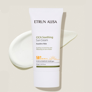 ETRUN ALISA Private Label Centella prodotto CICA <span class=keywords><strong>crema</strong></span> <span class=keywords><strong>solare</strong></span> lenitiva SPF <span class=keywords><strong>50</strong></span> raggi UV idratante <span class=keywords><strong>crema</strong></span> <span class=keywords><strong>solare</strong></span> senza cast bianco - Product Image 1