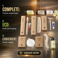Kit d'articles de toilette pour hôtel conforme RoHS, logo personnalisé, kit dentaire écologique, ensemble d'articles de toilette pour hôtel, liquides, fournitures hôtelières de haute qualité