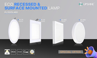 Panel de Luz LED Cuadrado y Redondo de Aluminio Pequeño, Alto CRI 80, 3W 7W 9W 12W 15W 18W 24W, Clasificación IP54, Garantía de 5 Años