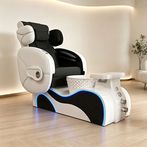 Fauteuil de pédicure électrique de luxe, canapé de pédicure moderne pour salon de spa avec bain de pieds en céramique et lumière LED - Product Image 3