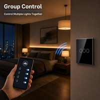 Interrupteur mural tactile intelligent Bingoelec EU avec panneau en verre, Wifi Tuya, compatible Google Alexa, 1 à 4 boutons, pour usage domestique